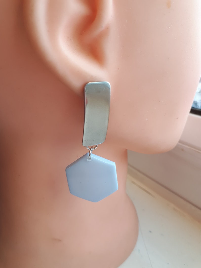 baby pink 60/'s design twiggy mary quant Lemon RETRO acrylic EARRINGS pierced ears baby blue