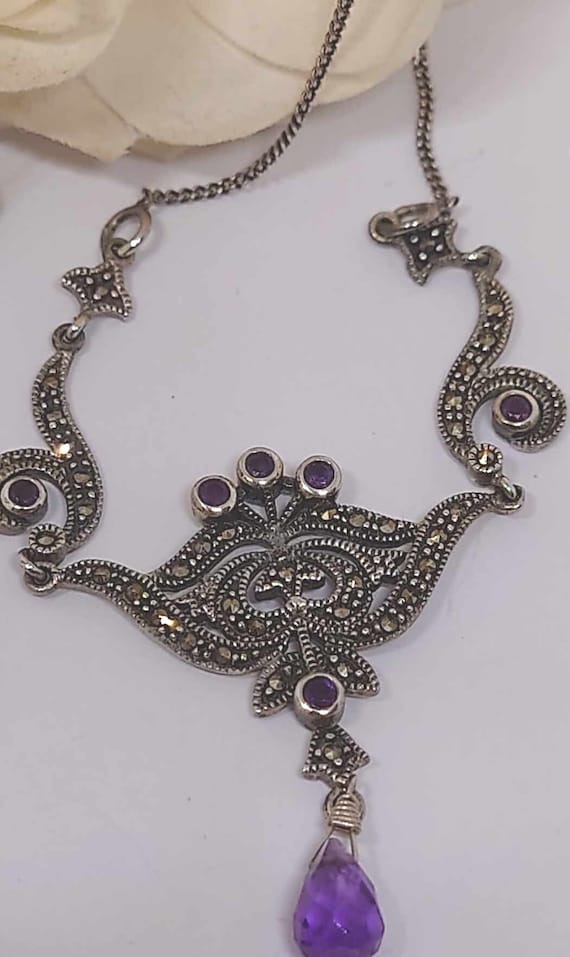 Marcasite & Sterling silver and amethyst very orna