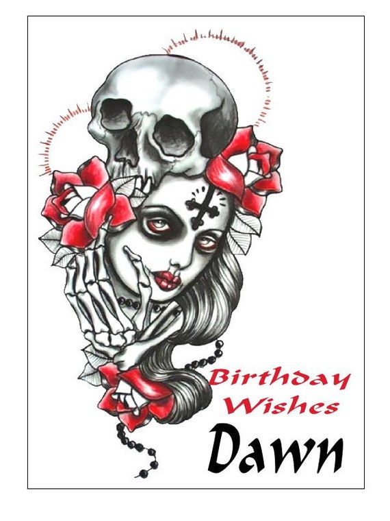 Crane De Sucre Gothique Jour Des Morts Carte Danniversaire Etsy
