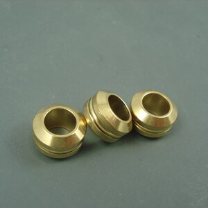Stainless Steel Beads, Gold Plated 6.5MM Hole Grooved Rondelle Bead for Leather or Cord, THREE Pieces (SSB13)