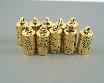 5MM End Cap, TEN Antique Gold Caps for Leather or Cord (CAP5-002G)