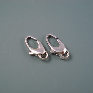 Stainless Steel Clasp, TWO Small Oval Lobster Claws, Silver Stainless Steel 10MM Clasp (LCSS-6)