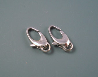 Stainless Steel Clasp, TWO Small Oval Lobster Claws, Silver Stainless Steel 10MM Clasp (LCSS-6)