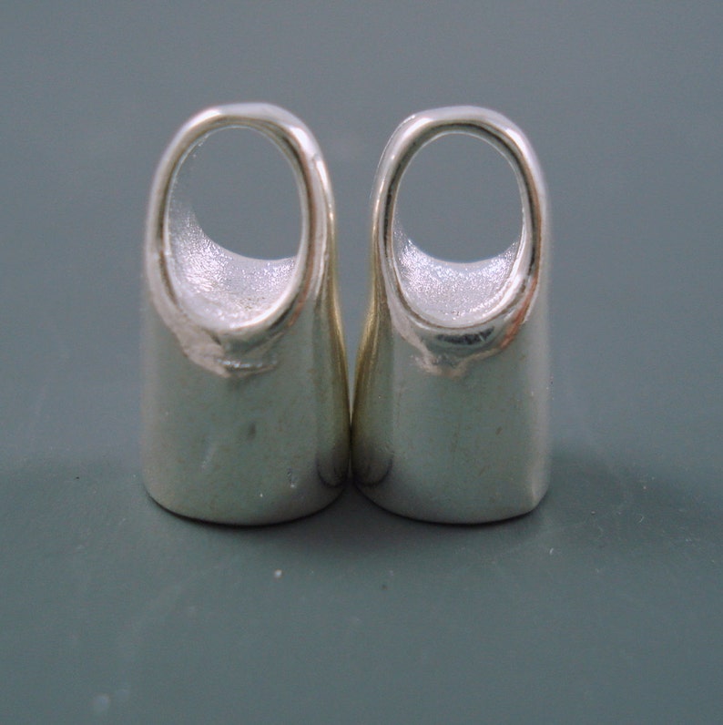 TWO Pieces 7mm Cap End Cap CAP7-004 7MM Brass Silver Plated Cap for Leather or Cord
