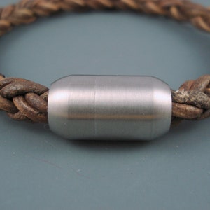 Magnetic 8MM Stainless Steel Clasp for Leather or Cord, Brushed Stainless Steel, 8MM End Cap, Multiple Strand Clasp (SC8-2)