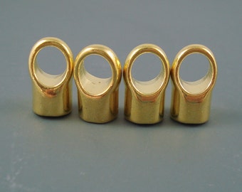 8MM Brass End Cap, FOUR Simple Gold Finish Caps for Leather, Kumihimo  or Cord, 8mm Cap (CAP8-004)