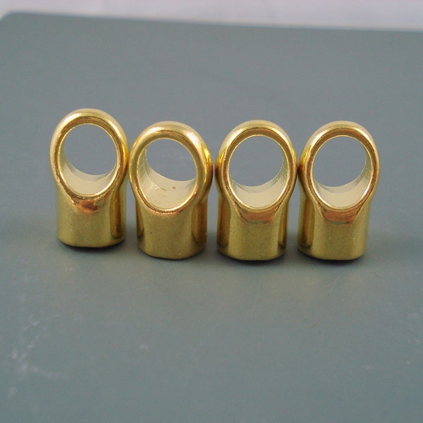 8MM Brass End Cap, FOUR Simple Gold Finish Caps for Leather, Kumihimo  or Cord, 8mm Cap (CAP8-004)