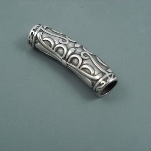 Stainless Steel Long Bead, 10 x 12 40MM Curved Bead, Ornate (SSB-26)