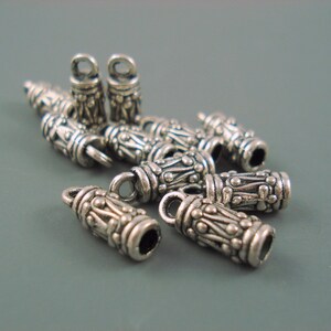 3MM End Cap, Ten Antique Silver Ornate Caps for Leather or Cord CAP3-002 image 1
