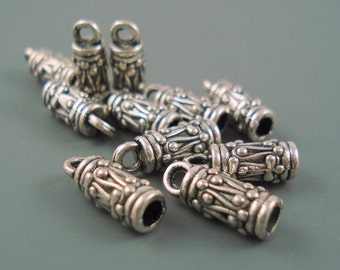 3MM End Cap, Ten Antique Silver Ornate Caps for Leather or Cord (CAP3-002)