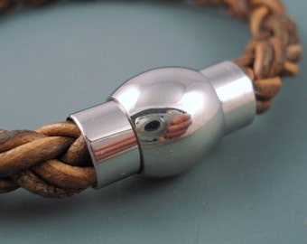 Magnetic 8MM Stainless Steel Lantern Clasp for Leather or Cord, 8MM End Cap (SC8-4)