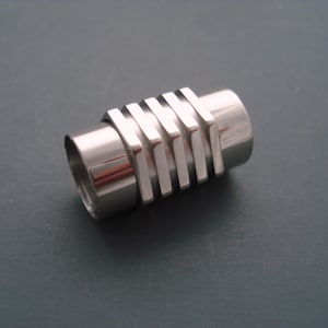 Magnetic Clasp, Ribbed Stainless Steel 10MM Clasp for Leather or Cord, 10MM End Cap (SC10-1)