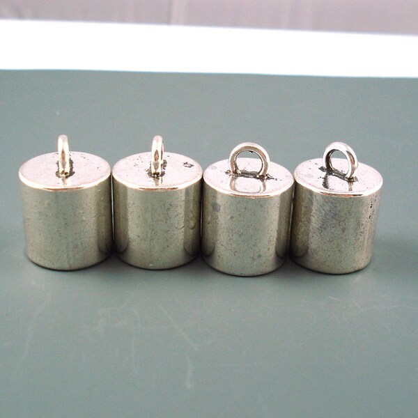 13MM End Cap, Four Silver Caps for Leather or Cord, Large End Cap (CAP13-001)