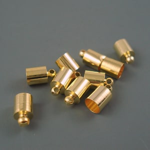 5.5MM End Cap, TEN Caps for Leather or Cord, Simple Gold 5mm Cap (CAP55-2)