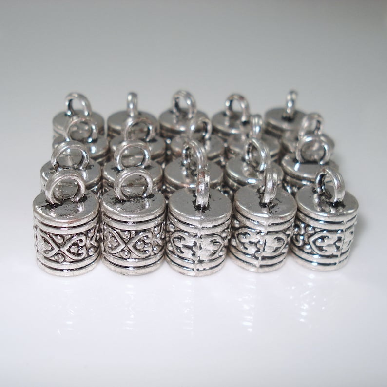 8MM End Cap, TEN Ornate 8mm Caps for Leather Kumihimo or Cord CAP8-001 image 1