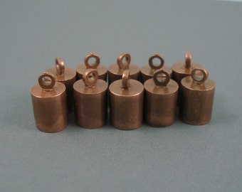 5.5MM Copper End Cap, TEN Caps for Leather or Cord, Simple Copper 5mm Cap (CAP55-03