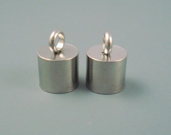 8MM Stainless Steel End Cap, TWO Pieces, Cap for Leather or Cord,  8mm Cap (SSC8-2)