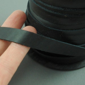 Deer Tan Leather Lace, Black 3/8 Wide Flat Strapping, 10MM Black Flat Leather, Excellent Quality, All Leather, One Yard