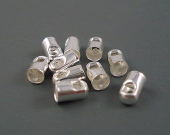 3MM End Cap, Ten Platinum Silver Caps for Leather or Cord (CAP3-001)