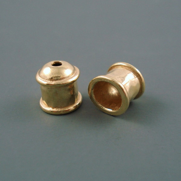 End Cap, Two Pieces, 5.5MM Pewter Cap for Viking Knit, Kumihimo, Cord.5.5MM Shiny Gold Bead Cap (JBBB5)