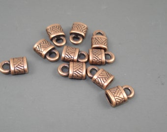 2MM Oblong End Caps, Copper Lock Shape Multiple Strand Cap 20 Pieces (Cap24C)