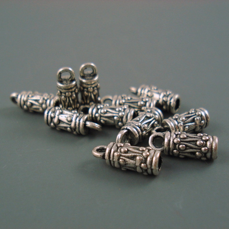 3MM End Cap, Ten Antique Silver Ornate Caps for Leather or Cord CAP3-002 image 3