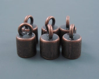 6MM End Cap, Six Copper Clad Caps for Leather, Kumihimo or Cord (Cap6-006)