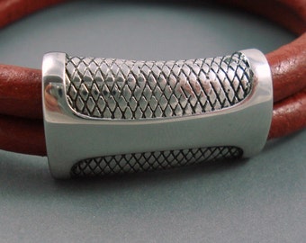 Snakeskin Oval Stainless Steel Magnetic Clasp, Stainless Steel 6MM x 12MM Inside Diameter High Quality (Snake Oval 612)