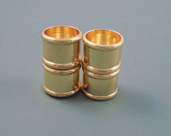 Magnetic Clasp, 10MM Gold Bamboo Style Clasp for Leather or Cord, Two Bayonnet Brass End Caps (10MMBMC)