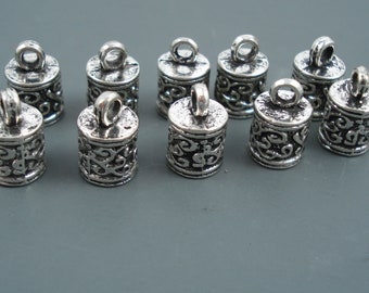 5.5MM End Cap, Ten Silver Caps for Leather, Kumihimo or Cord (CAP55-05)