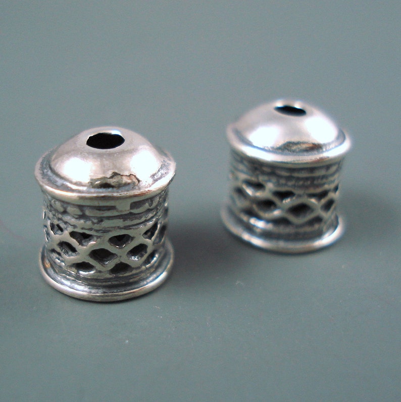6MM End Cap Two Sterling Silver Basket Weave Bead Caps for Etsy