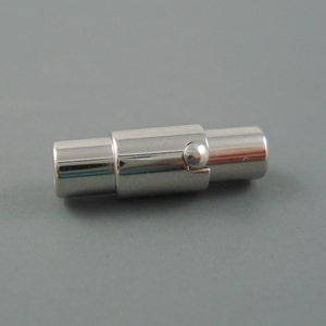 Magnetic Clasp, 4MM Latching Tube Stainless Steel Clasp for Leather or Cord, Bayonnet End Cap (SC4-3)