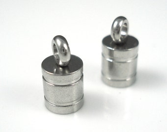 End Cap, 4MM Stainless Steel Cap for Leather or Cord, TWO Pieces, 4mm Cap (SSC4-1)