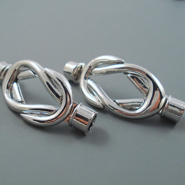 5MM End Cap Clasp, Magnetic Double Loop End Caps, Infinity Loop, TWO Sets (KNOT5MM)