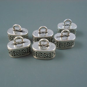 7MM x 12MM Oblong End Cap, SIX Silver Caps for Leather or Cord, Multiple Strand Cap (Cap715A)