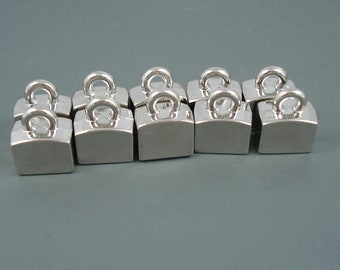 Large Rectangular End Cap, 6MM x 10MM Inside Diameter Caps for Leather or Cord, Ten pieces (Cap815S)