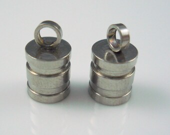 5MM Stainless Steel End Cap, TWO Pieces, Cap for Leather or Cord, 4-5mm Cap (SSC5-1)