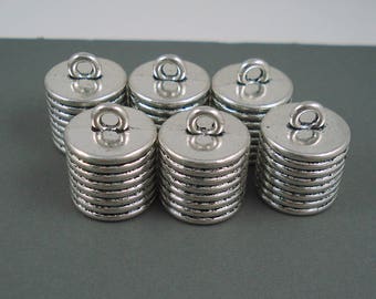 13MM End Cap, Six Silver Caps for Leather or Cord, Large End Cap (CAP13-003)