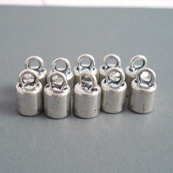 6MM End Cap, Ten Silver Caps for Leather, Kumihimo or Cord (CAP6-002)