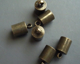 5.5MM End Cap, TEN Caps for Leather or Cord, Simple Antique Bronze 5mm Cap (CAP55-04)