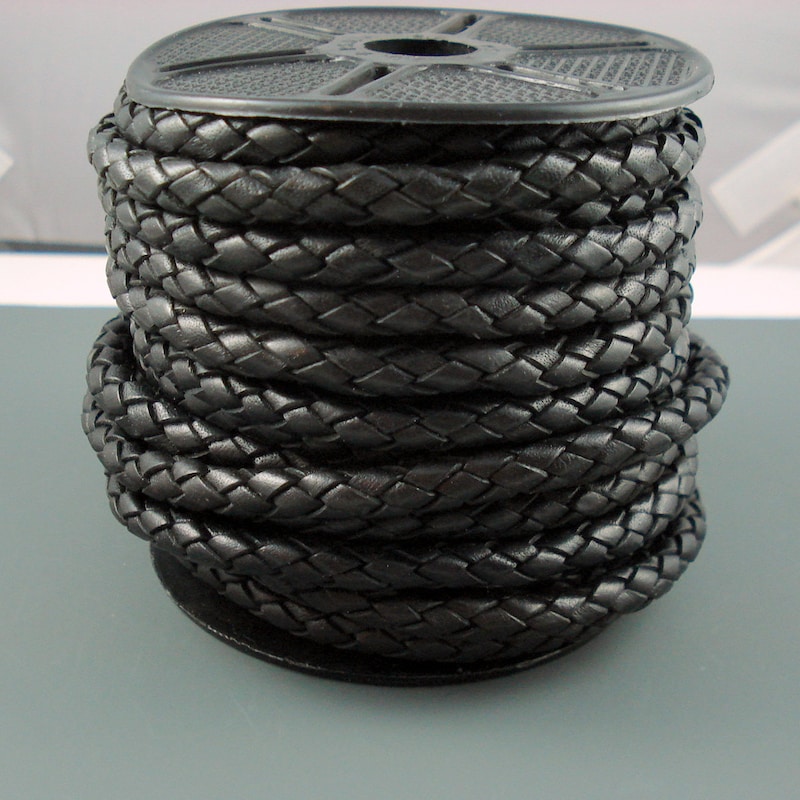 Cordon Tressé Simili Cuir Noir - 8mm D'épaisseur X 1m De Long, Marque Uxcell, Pour DIY Et Création