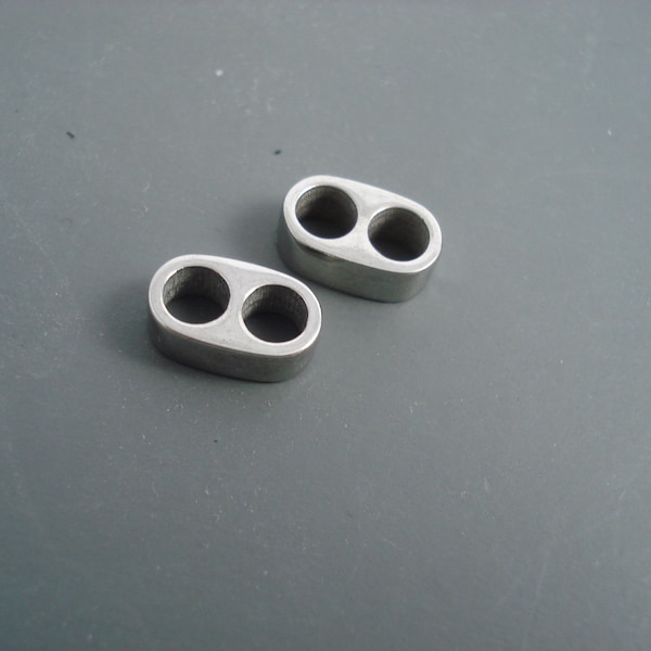 Stainless Steel Slide, Two Pieces  7.5MM x 12MM, 4MM Inside Diameter Double Hole Slide (SSSlide1)