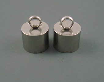 9MM Stainless Steel End Cap, TWO Pieces, Cap for Leather or Cord,  9mm Cap (SSC9-2)