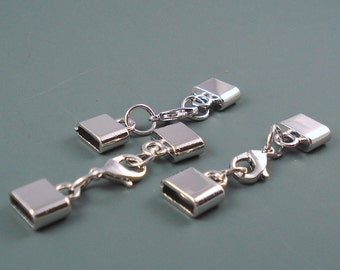 3MM x 9MM Oblong End Caps, Three Sets, Come With Lobster Clasp, Multiple Strand Cap (Cap39)