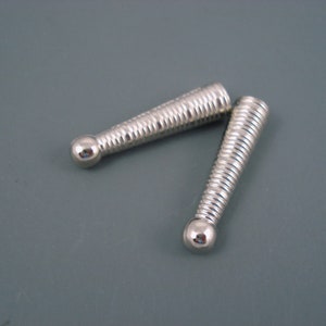 Bolo Tie End Tips, One Set Silver Ribbed Design, 4MM Inside Diameter Tapered One Inch Long Bolo Tip
