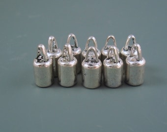 4MM End Cap, Ten Silver Caps for Leather or Cord (CAP4-002)