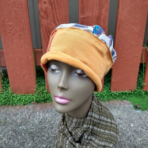 BERTHA HAT Handmade Grateful Dead Cap Adjustable Rolled Rim Stretchy Gold Skull Beanie Upcycled Recycled Hippie Clothes Festival Tour M image 6