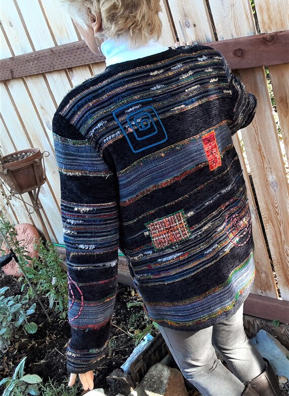 Fun Patchwork Indigo Colored Boho Vintage Jacket … - image 3