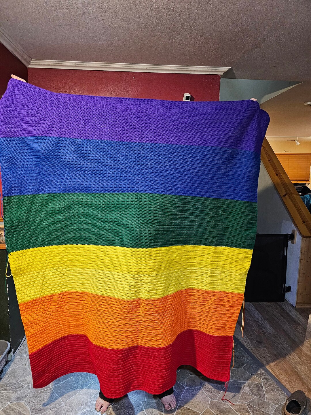 Large Throw Blanket 60x72. Afghan Blanket. Large Blanket, Rainbow
