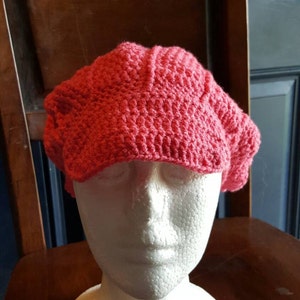 Newsboy beanie (papaya), newsboy cap, woman&#39;s hat, winter hat, papaya pink